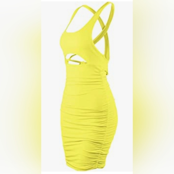 Sexy Hollow Out Spaghetti Backless Sleeveless Cutout Club Ruched Bodycon - Picture 3 of 5